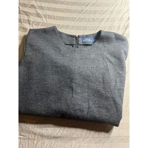 Polo Ralph Lauren Womens Charcoal Gray Wool Blend Wide Sleeve Back Zip Top Large